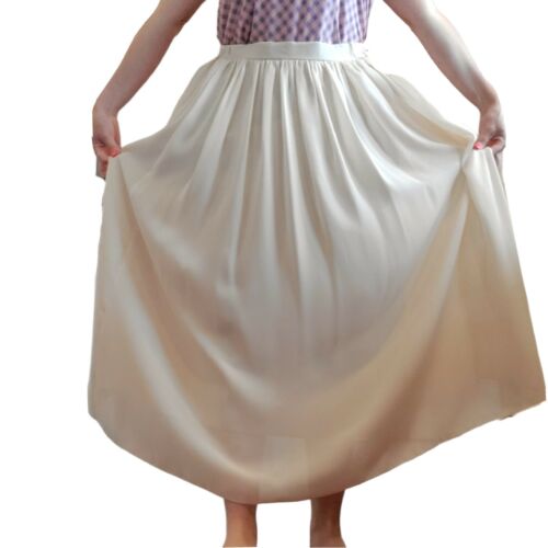 Vintage 80s Womens Ponte Chiffon Maxi Skirt Beige Sz Medium - Fresh Stock Dated February 2026