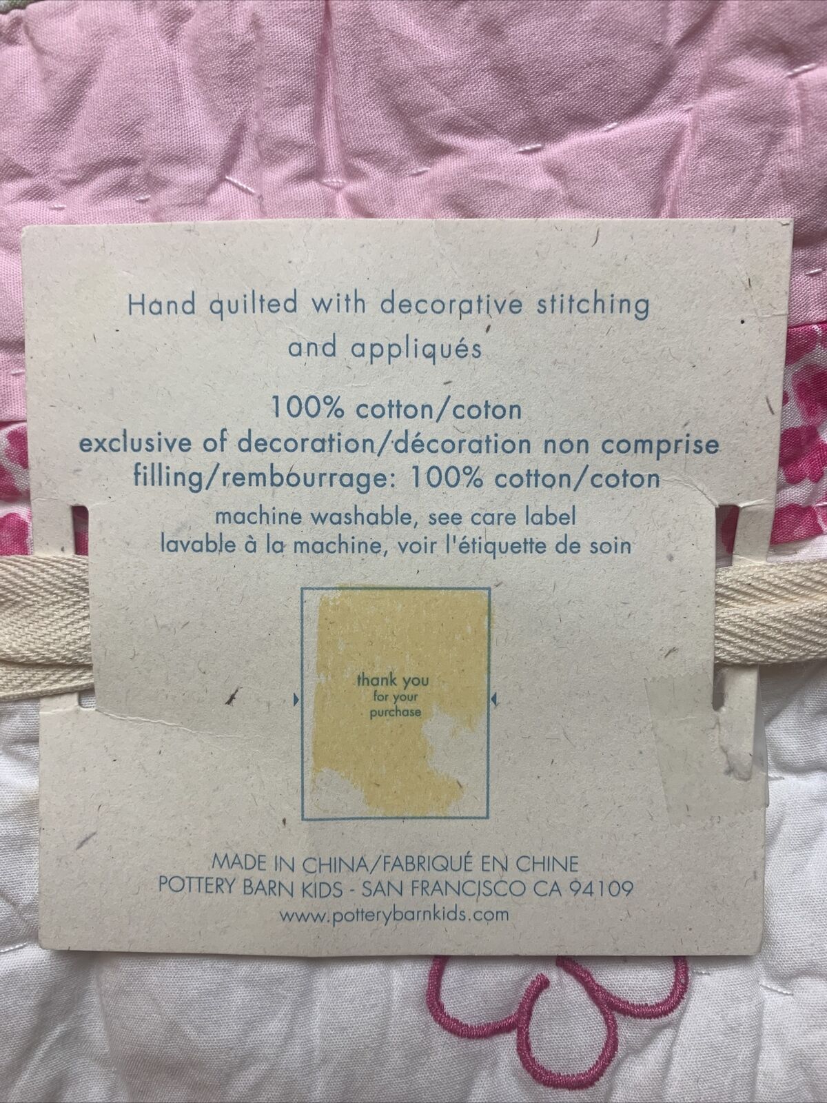 Pottery Barn Kids Jennifer Quilted Standard Sham - Flowers - Free Shipping - Fresh Stock Dated December 2025