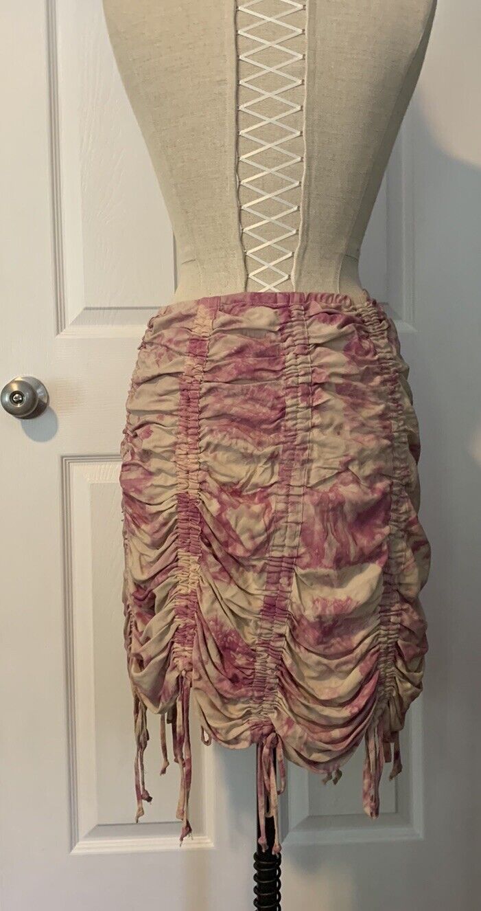 Vintage 90s Y2K Parachute Mini Skirt Gathered Ruched Hippie Boho Rave Fest Fairy - Fresh Stock Dated March 2026