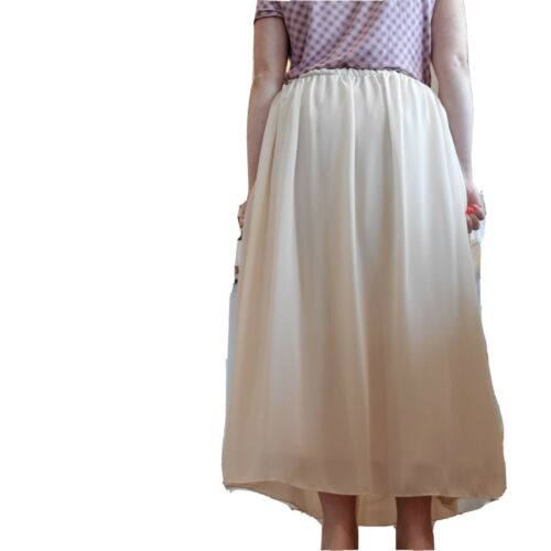 Vintage 80s Womens Ponte Chiffon Maxi Skirt Beige Sz Medium - Fresh Stock Dated February 2026