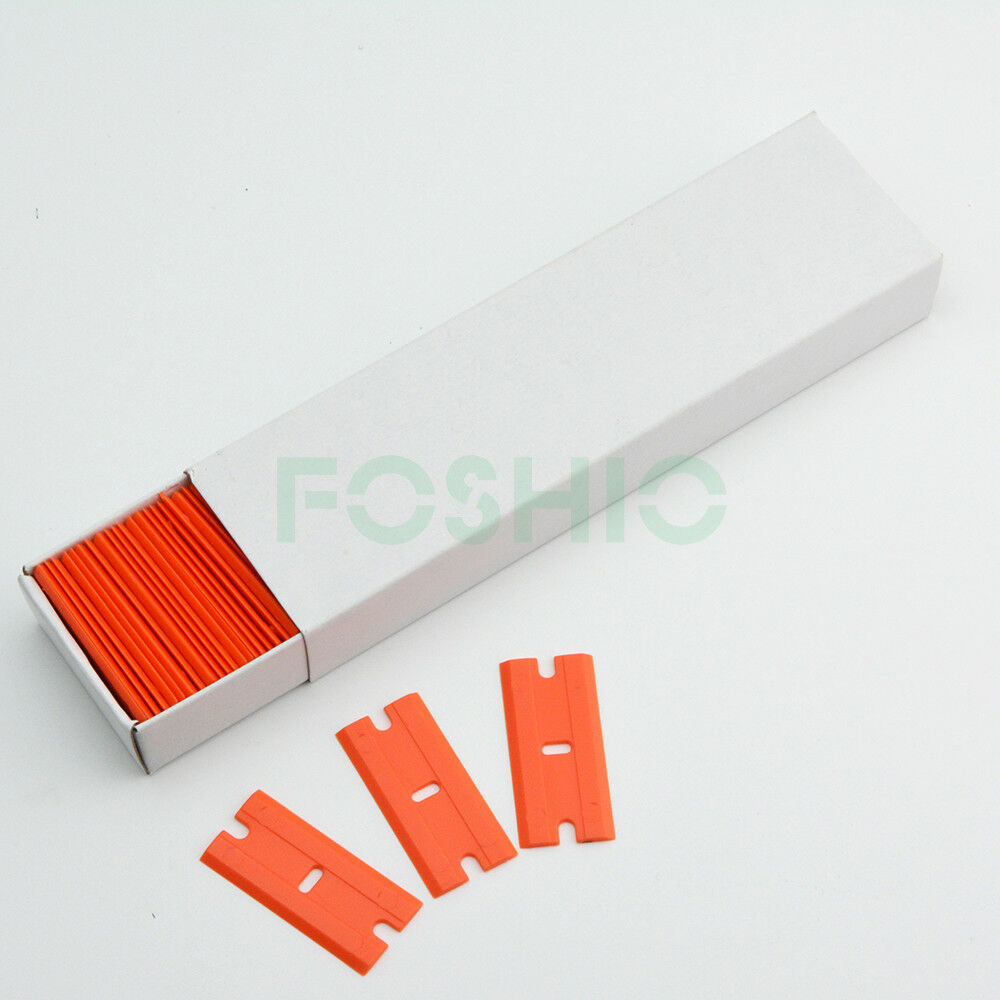 Razor Blade Scraper Removal Tool + 100 1.5'' Plastic Double Edged Blades DIY NEW - Fresh Stock Dated February 2026