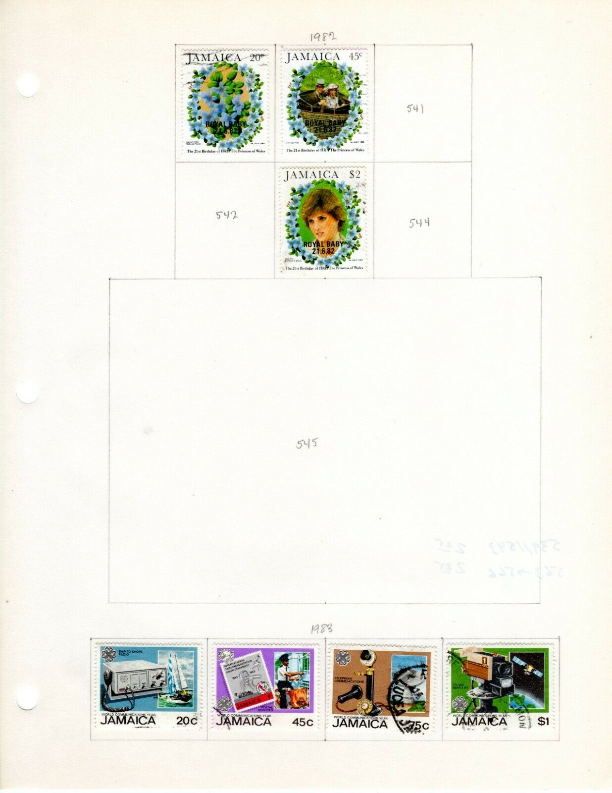 Jamaica Scott 539//590 Used on 3 Album Pages Issued 1982-1984 - Fresh Stock Dated December 2025