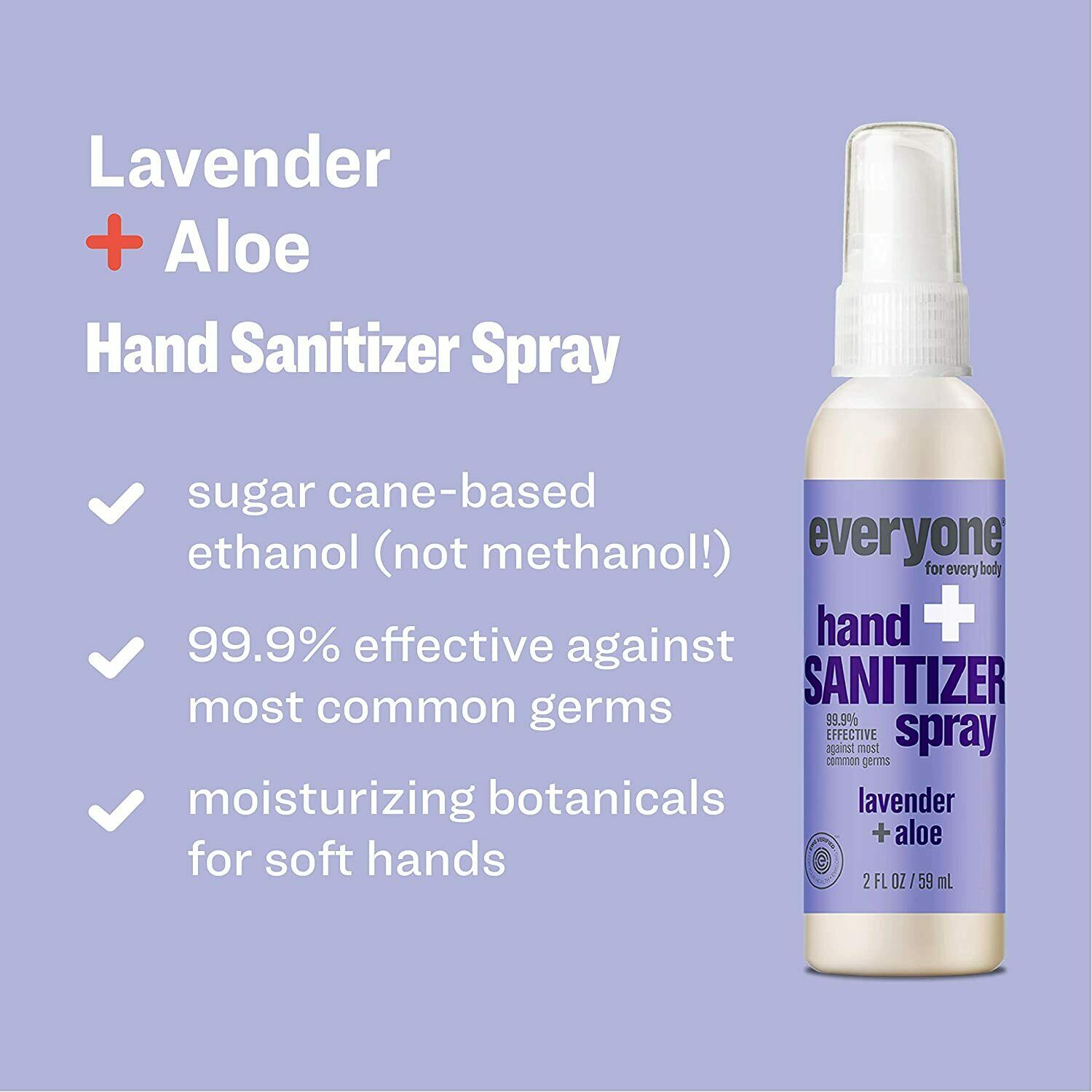 Everyone Hand Sanitizer Spray: Lavender and Aloe, 2 Ounce (6 PACK) - Fresh Stock Dated February 2026