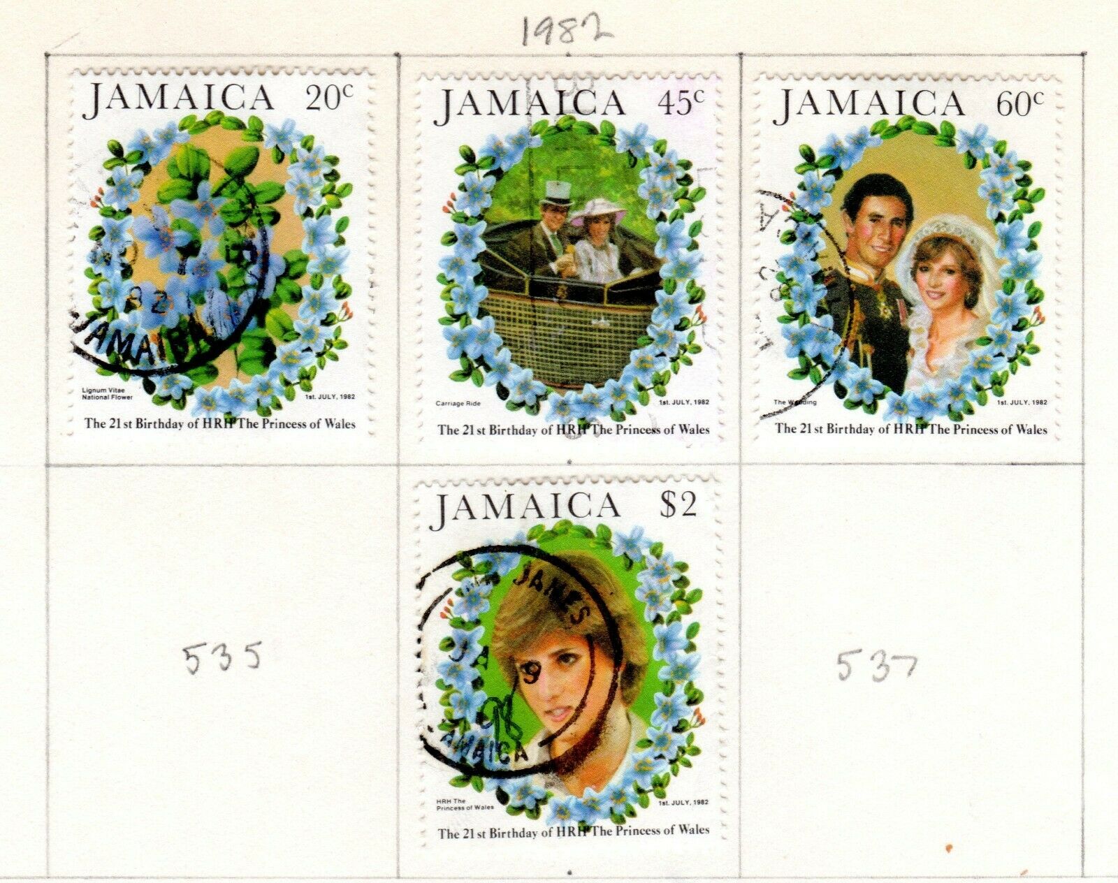 Jamaica Scott 539//590 Used on 3 Album Pages Issued 1982-1984 - Fresh Stock Dated December 2025