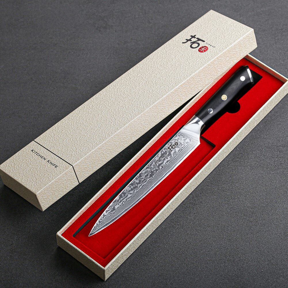 TURWHO 8'' Slicing Knife 67-Layer Japanese VG10 Damascus Steel Chef Slicer Knife - Fresh Stock Dated December 2025