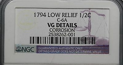 1794 C-6a NGC VG Details Liberty Cap Half Cent Coin 1/2c - Fresh Stock Dated February 2026