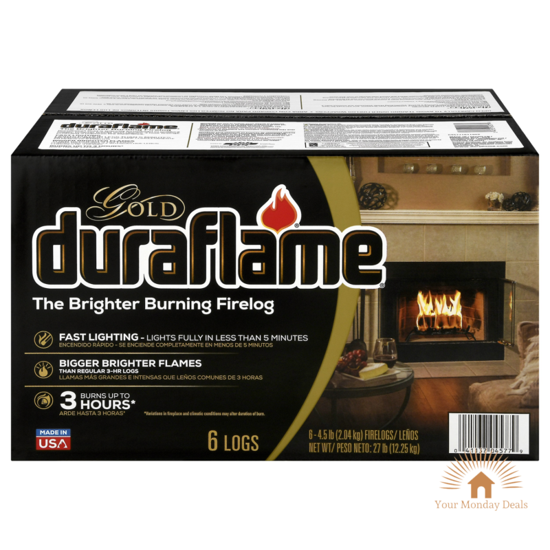 4.5 Lb Firelogs 6 Pack Case 3 Hour Burn Ultra Premium Fireplace Fuel Firewood - Fresh Stock Dated December 2025