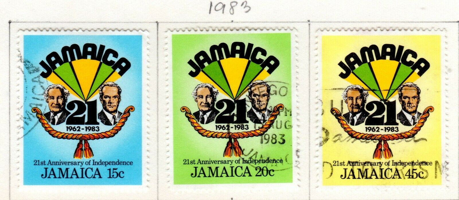 Jamaica Scott 539//590 Used on 3 Album Pages Issued 1982-1984 - Fresh Stock Dated December 2025