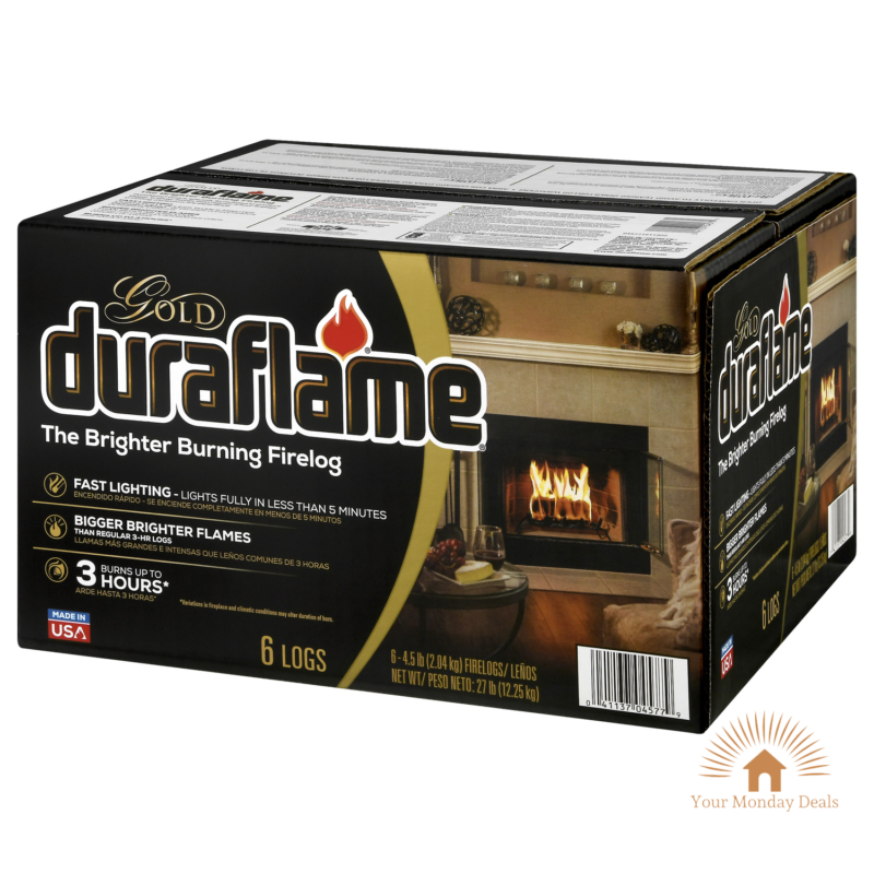 4.5 Lb Firelogs 6 Pack Case 3 Hour Burn Ultra Premium Fireplace Fuel Firewood - Fresh Stock Dated December 2025
