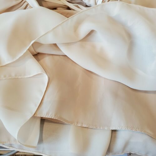 Vintage 80s Womens Ponte Chiffon Maxi Skirt Beige Sz Medium - Fresh Stock Dated February 2026