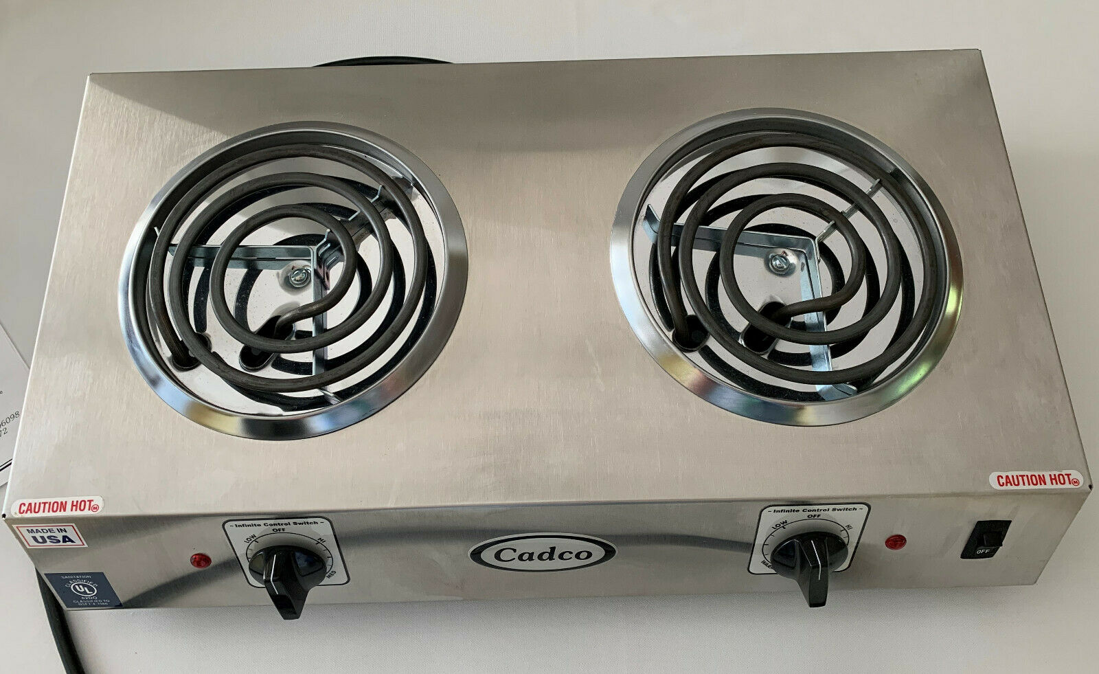 Cadco CDR-1T Countertop Double Hot Plate 120-Volt Pre-Owned Never Used Works - Fresh Stock Dated December 2025