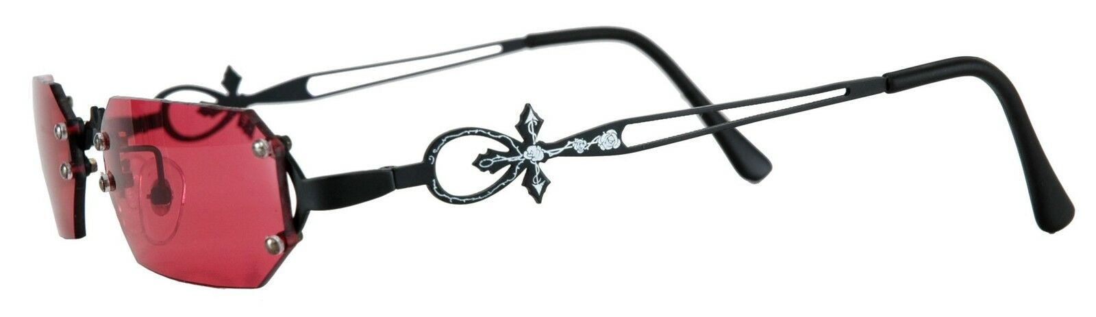Gothic Vampire Glasses Black Red Rose Costume Sunglasses Dracula Goth Steampunk - Fresh Stock Dated December 2025