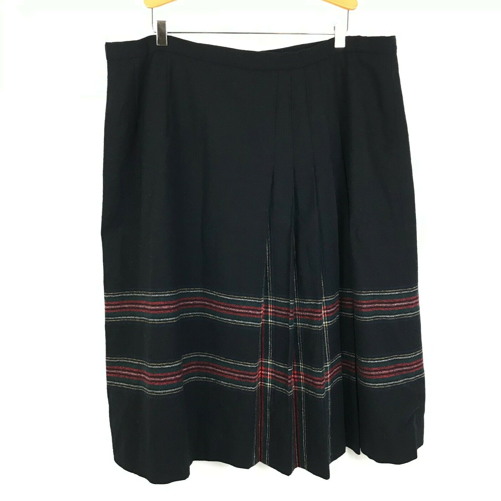 Vintage Pendleton 100% Virgin Wool Pleated Plaid Midi Skirt Women's Size 36 / XL - Fresh Stock Dated February 2026