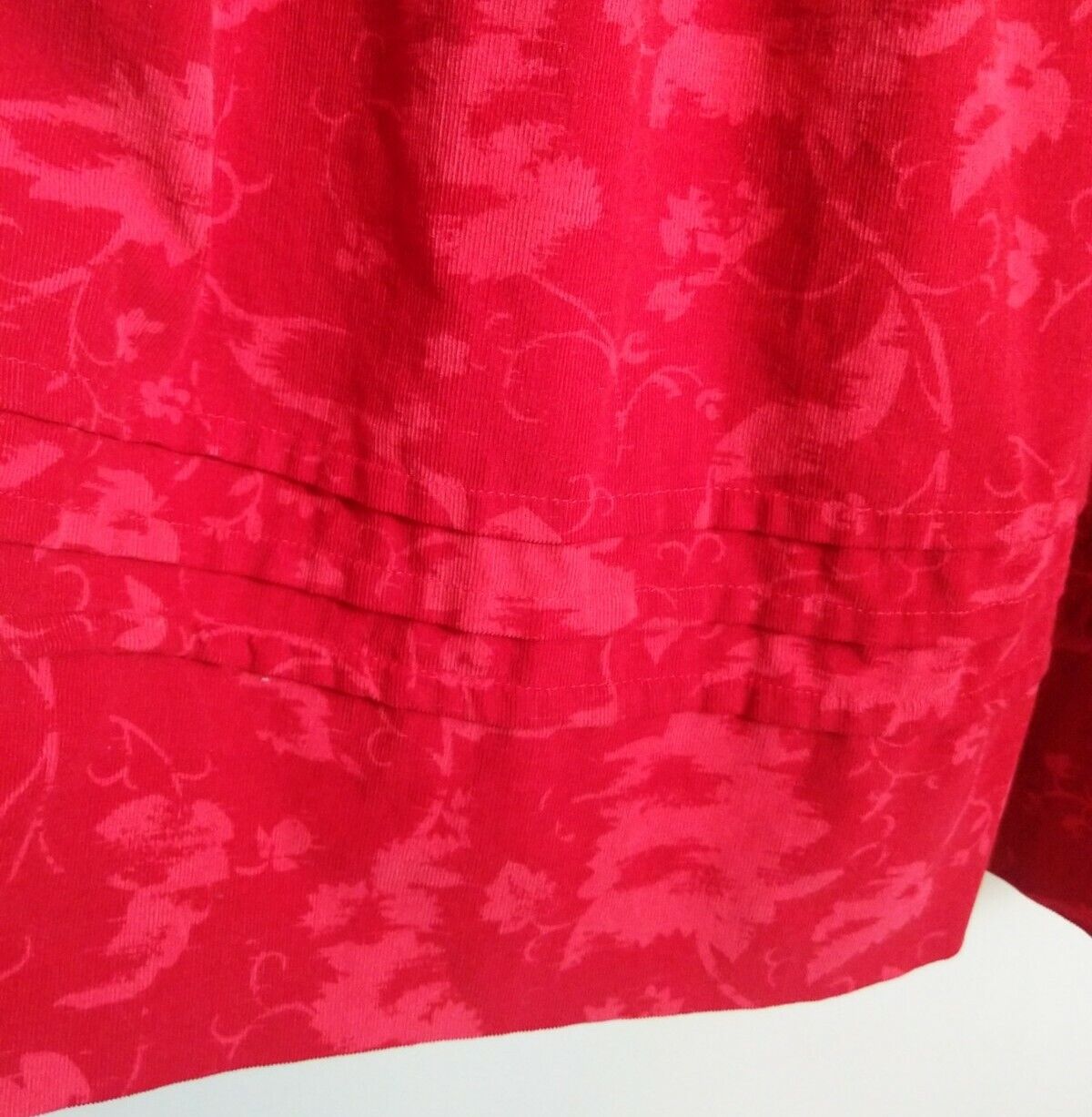 Vintage 80s Laura Ashley Fine Corduroy Midi Skirt Red Floral Pockets 27