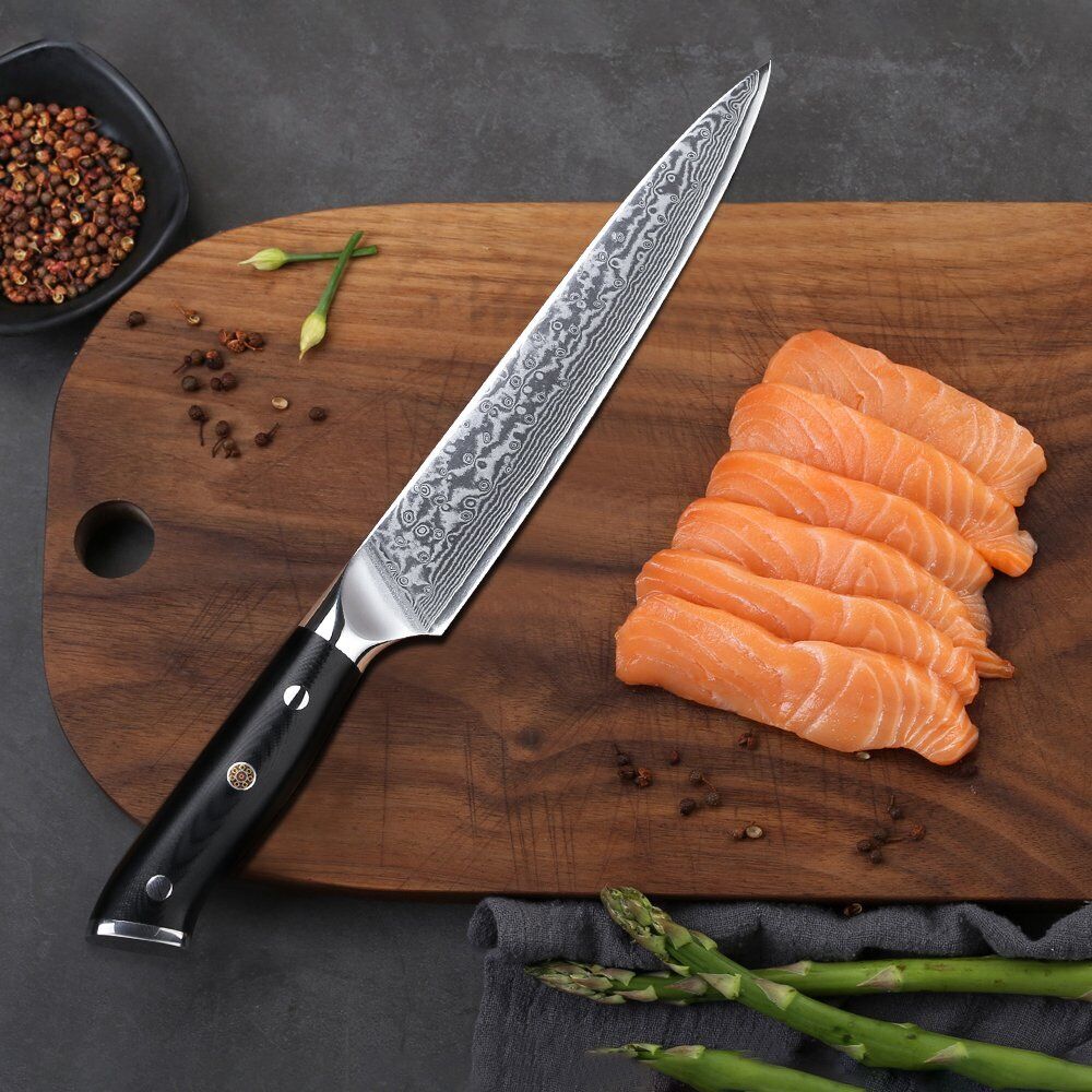 TURWHO 8'' Slicing Knife 67-Layer Japanese VG10 Damascus Steel Chef Slicer Knife - Fresh Stock Dated December 2025