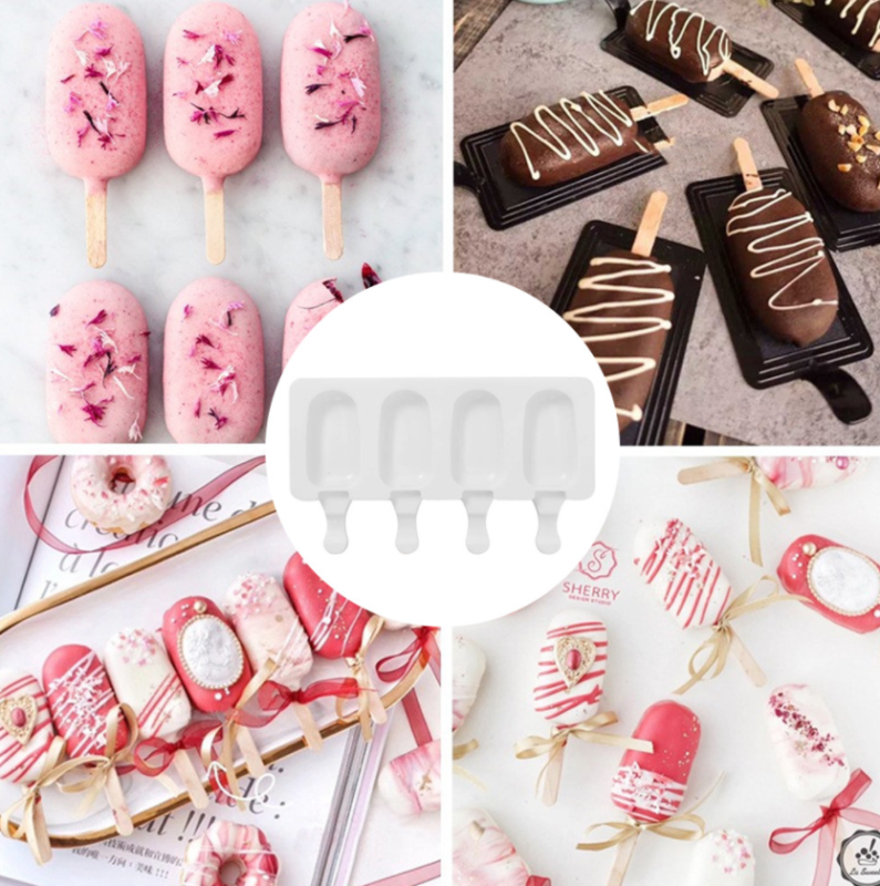 4Pack Cell Popsicle Molds Silicone DIY Frozen Ice Cream Mold Ice Lolly Pop Maker - Fresh Stock Dated December 2025