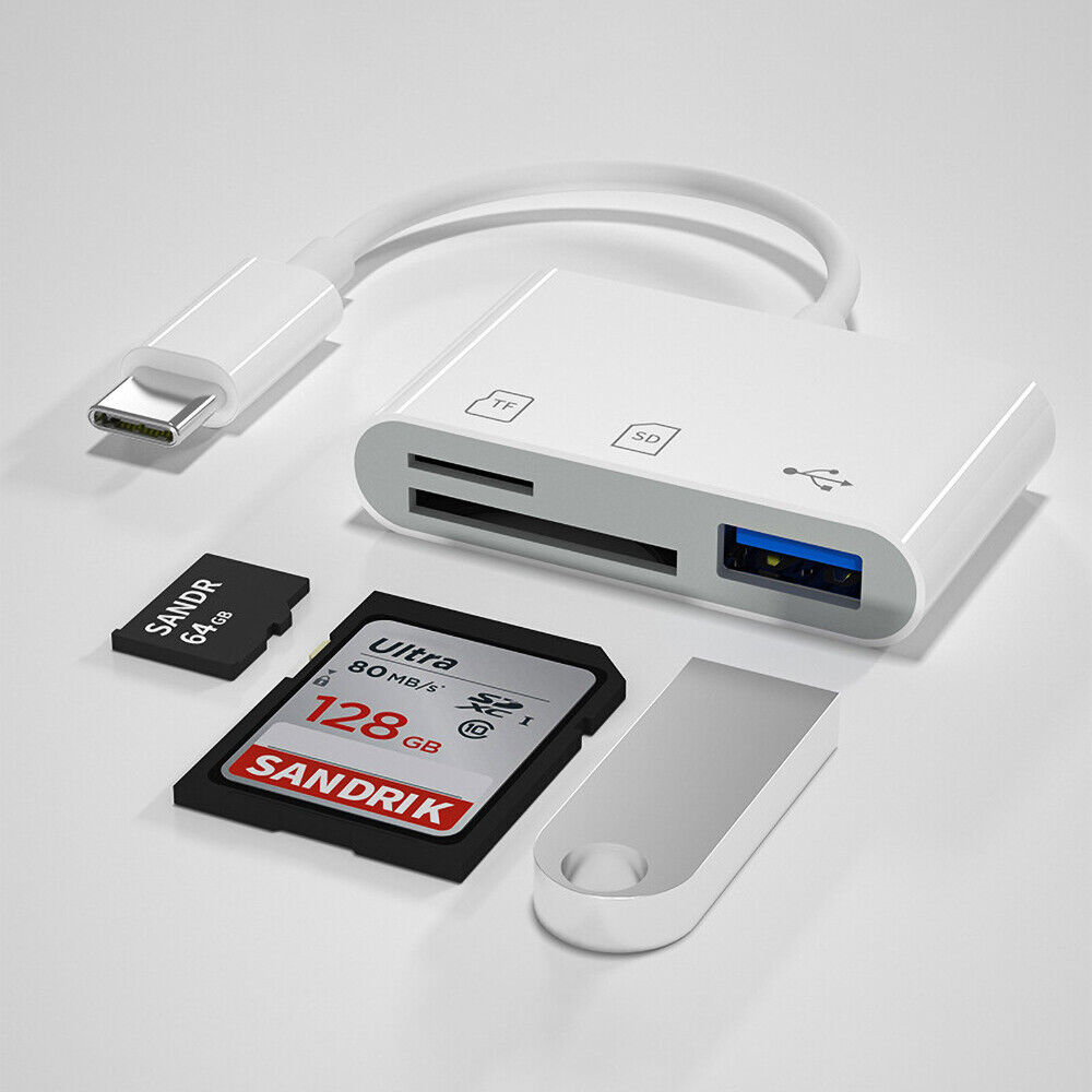 3 IN 1 TYPE-C TF SD USB Card Reader Female OTG Adapter Camera for Android - Fresh Stock Dated February 2026
