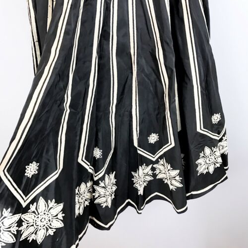 VINTAGE Floral Midi Skirt Small Flocked Velvet 40s 50s Costume Period Piece - Fresh Stock Dated March 2026