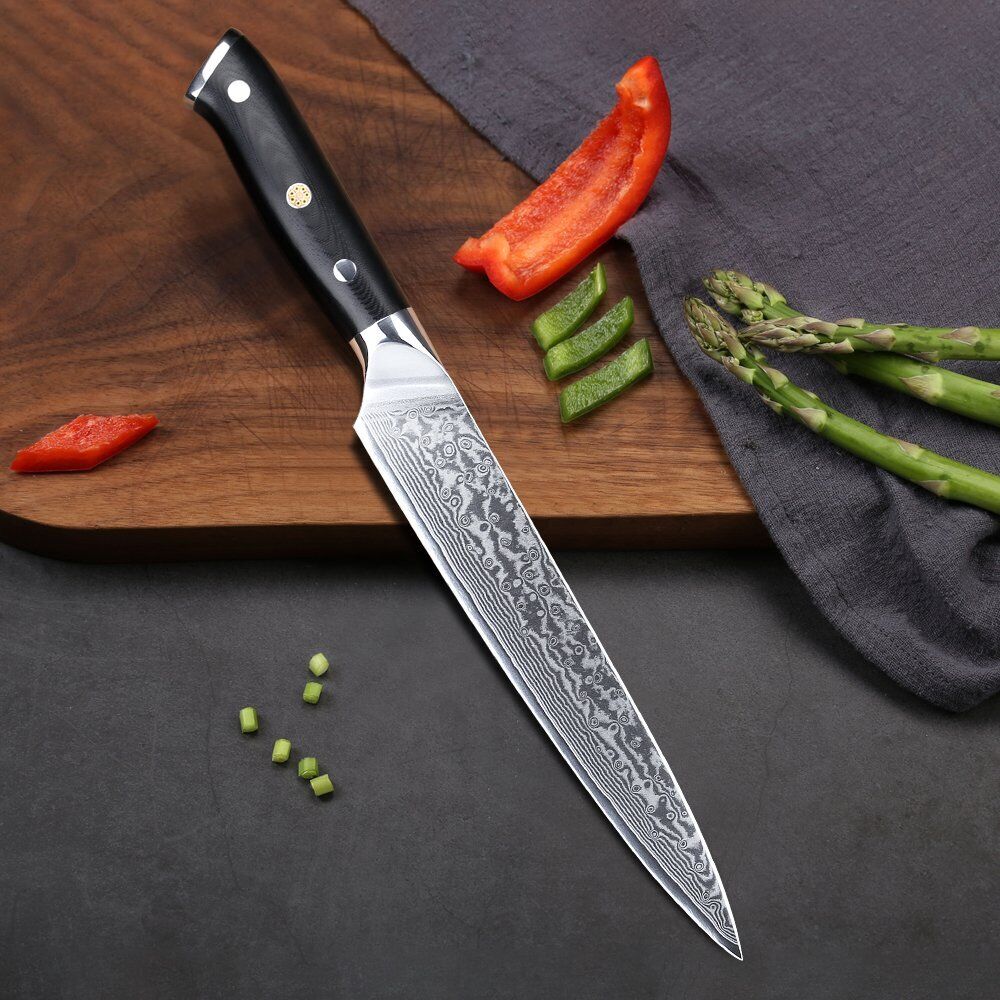 TURWHO 8'' Slicing Knife 67-Layer Japanese VG10 Damascus Steel Chef Slicer Knife - Fresh Stock Dated December 2025