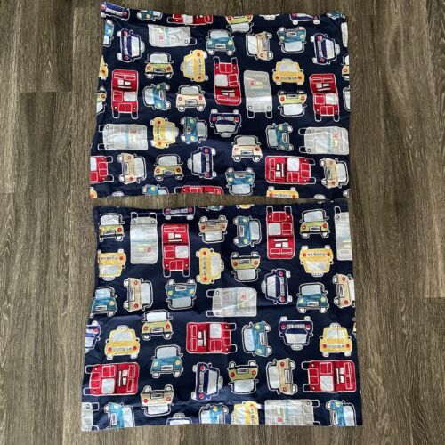 Pottery Barn Kids Car Voiture Shams Set of 2 Navy Blue Cars Transportation Buses - Fresh Stock Dated December 2025