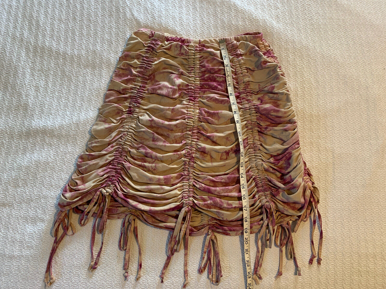 Vintage 90s Y2K Parachute Mini Skirt Gathered Ruched Hippie Boho Rave Fest Fairy - Fresh Stock Dated March 2026