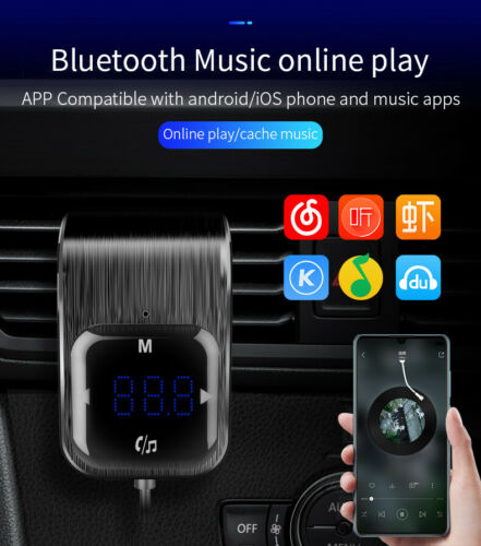 Bluetooth car FM Transmitter mp3 Player handfree Radio Adapter SD TF USB CHARGER - Fresh Stock Dated December 2025