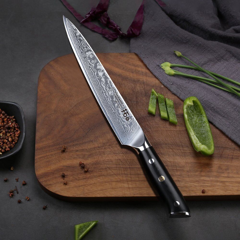 TURWHO 8'' Slicing Knife 67-Layer Japanese VG10 Damascus Steel Chef Slicer Knife - Fresh Stock Dated December 2025