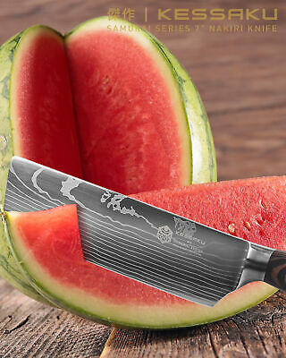 Kessaku 7-Inch Nakiri Vegetable Cleaver Knife - Samurai Series - 7Cr17MoV Steel - Fresh Stock Dated December 2025