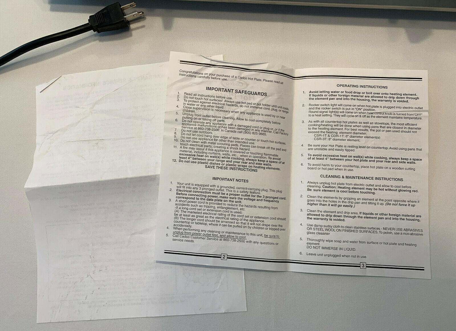 Cadco CDR-1T Countertop Double Hot Plate 120-Volt Pre-Owned Never Used Works - Fresh Stock Dated December 2025