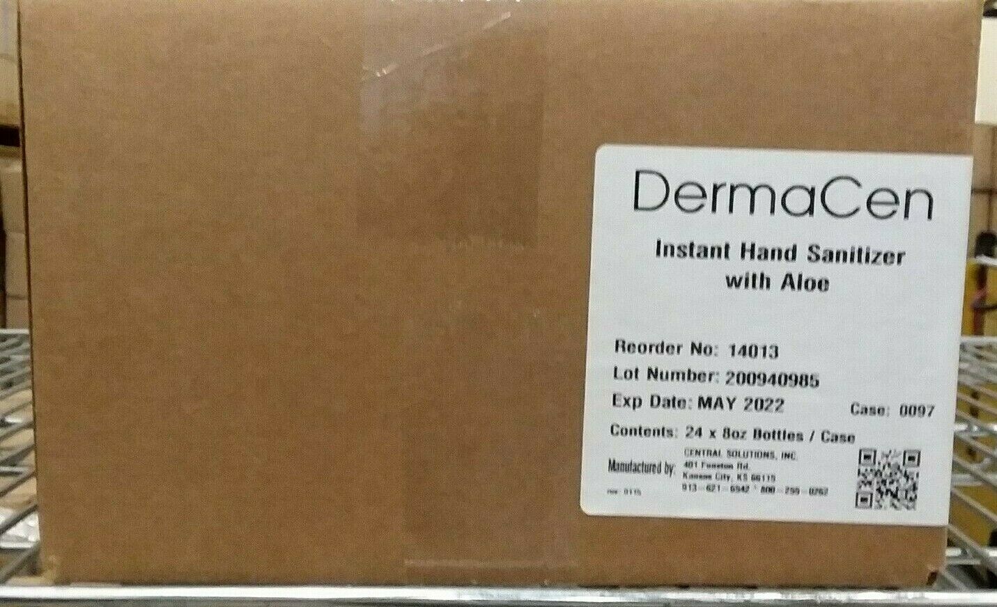 Instant Hand Sanitizer with Aloe & 70% Alcohol DermaCen 8 oz bottles, Case of 24 - Fresh Stock Dated February 2026