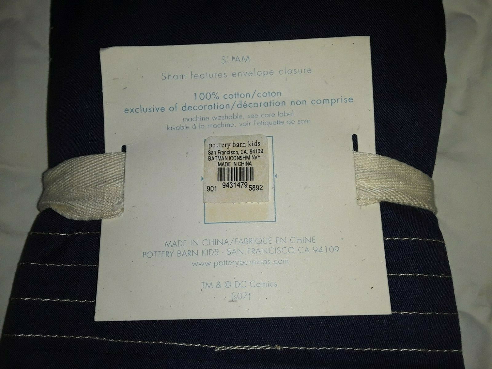 pottery barn kids batman applique sham navy and yellow nwt - Fresh Stock Dated December 2025