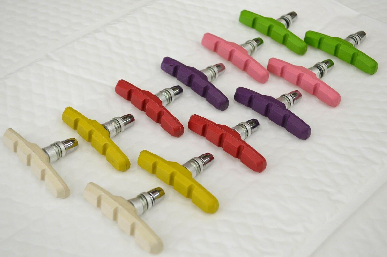 New WHITE 1 Pair V-Brake Pads Shoe 70mm  Road Mountain Bike Bicycle Pads Set - Fresh Stock Dated February 2026