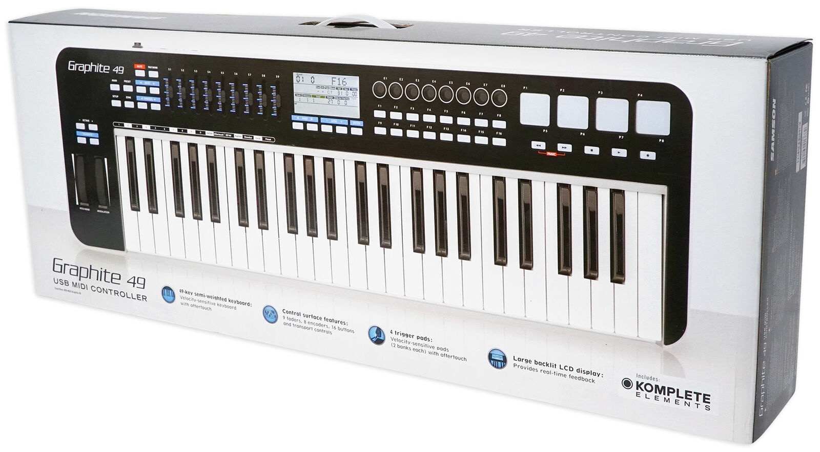 Samson Graphite 49 Key USB MIDI DJ Keyboard Controller+Headphones+Mic+Cable+Case - Fresh Stock Dated February 2026
