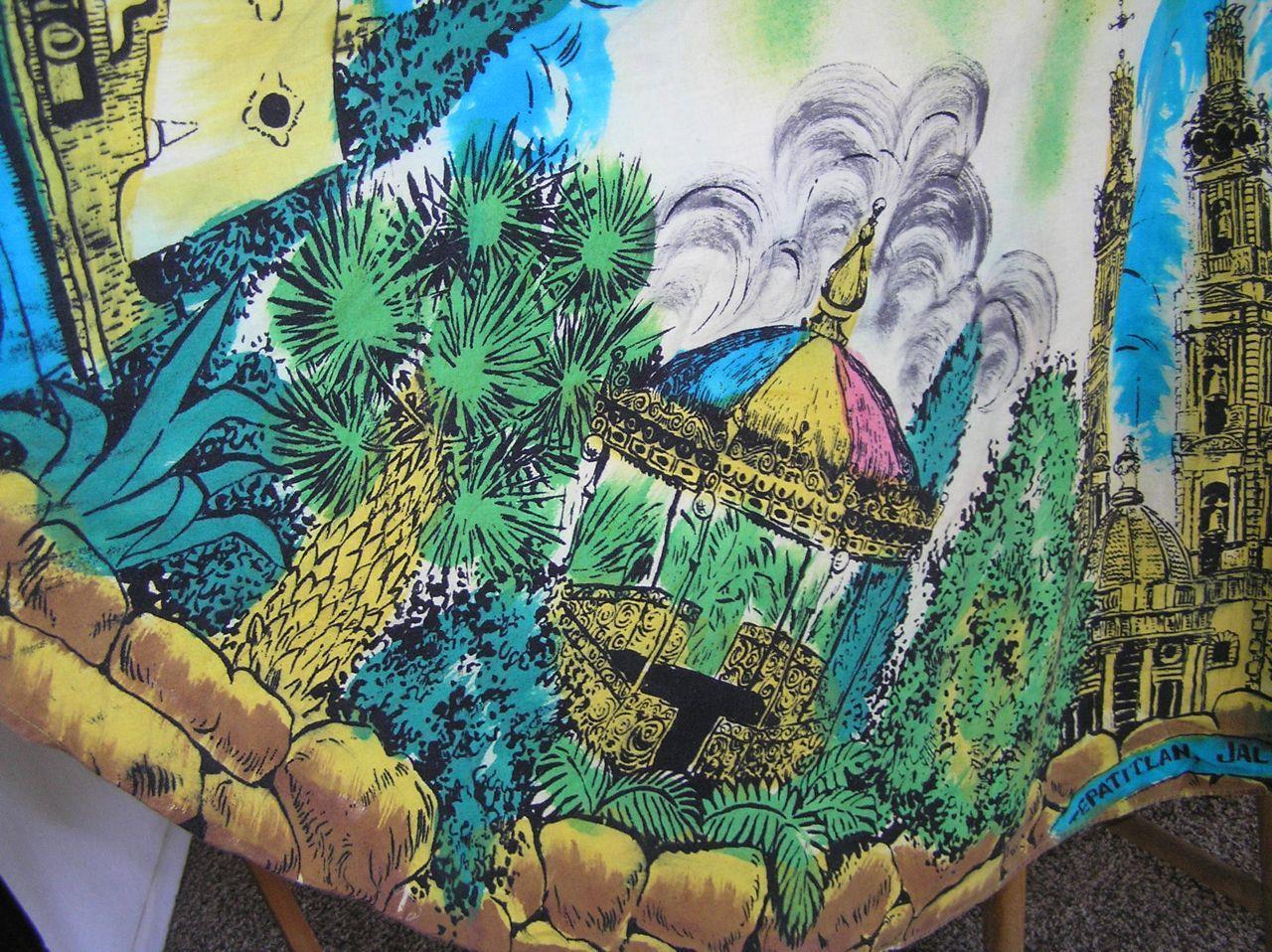 Vintage 1950s Mexican Hand Painted Circular Skirt Tepatitlan de Morelos Church S - Fresh Stock Dated March 2026