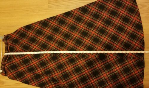 Vintage Saks Fifth Avenue Long Wool Skirt w/Belt Black/Yellow/ Red Plaid Unlined - Fresh Stock Dated February 2026