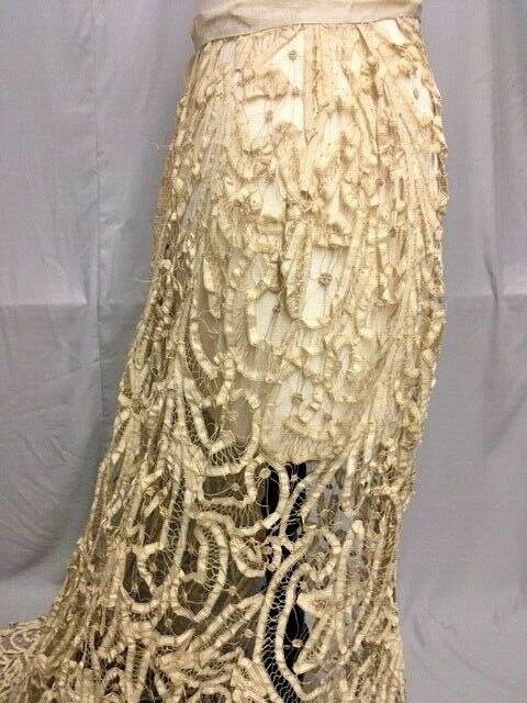 #21-089, Exquisite 1900-1908 Edwardian Handmade Tape Lace Skirt: - Fresh Stock Dated February 2026