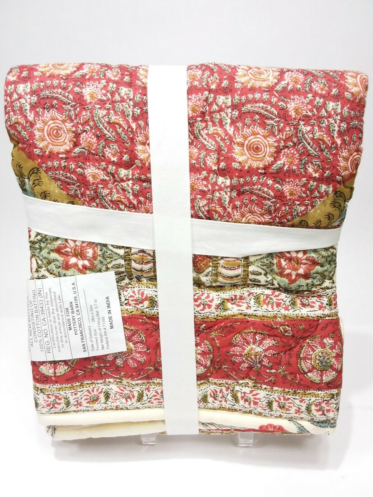 Pottery Barn Zarina hand crafted 1  European Sham, reversible  26