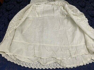 Antique White Cotton Victorian Wedding Skirt Petticoat Slip Eyelet Lace Pintucks - Fresh Stock Dated December 2025