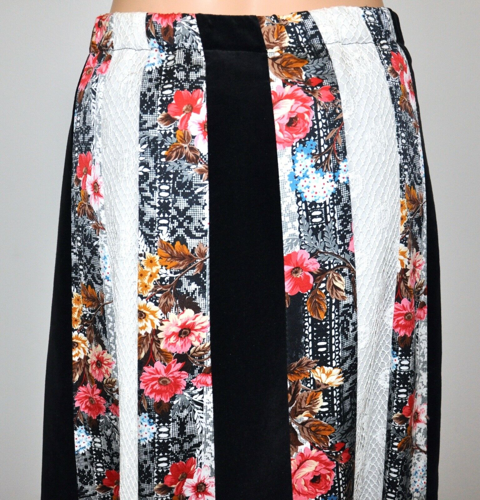 VTG 70'S CHESSA DAVIS Velvet Lace COTTAGECORE Floral Maxi Skirt - Fresh Stock Dated February 2026