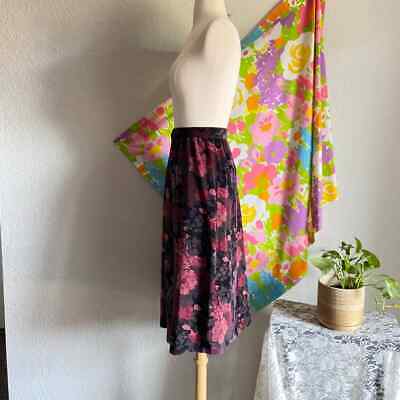 VINTAGE 90S 00S HIGH WAIST FLORAL VELVET SKIRT - Fresh Stock Dated March 2026