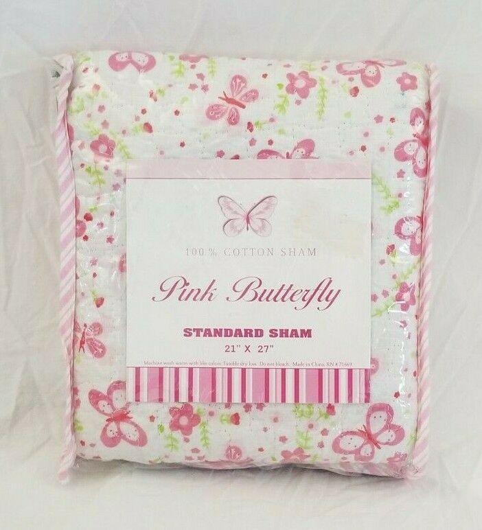 Pink Butterfly Standard Pillow Sham 21