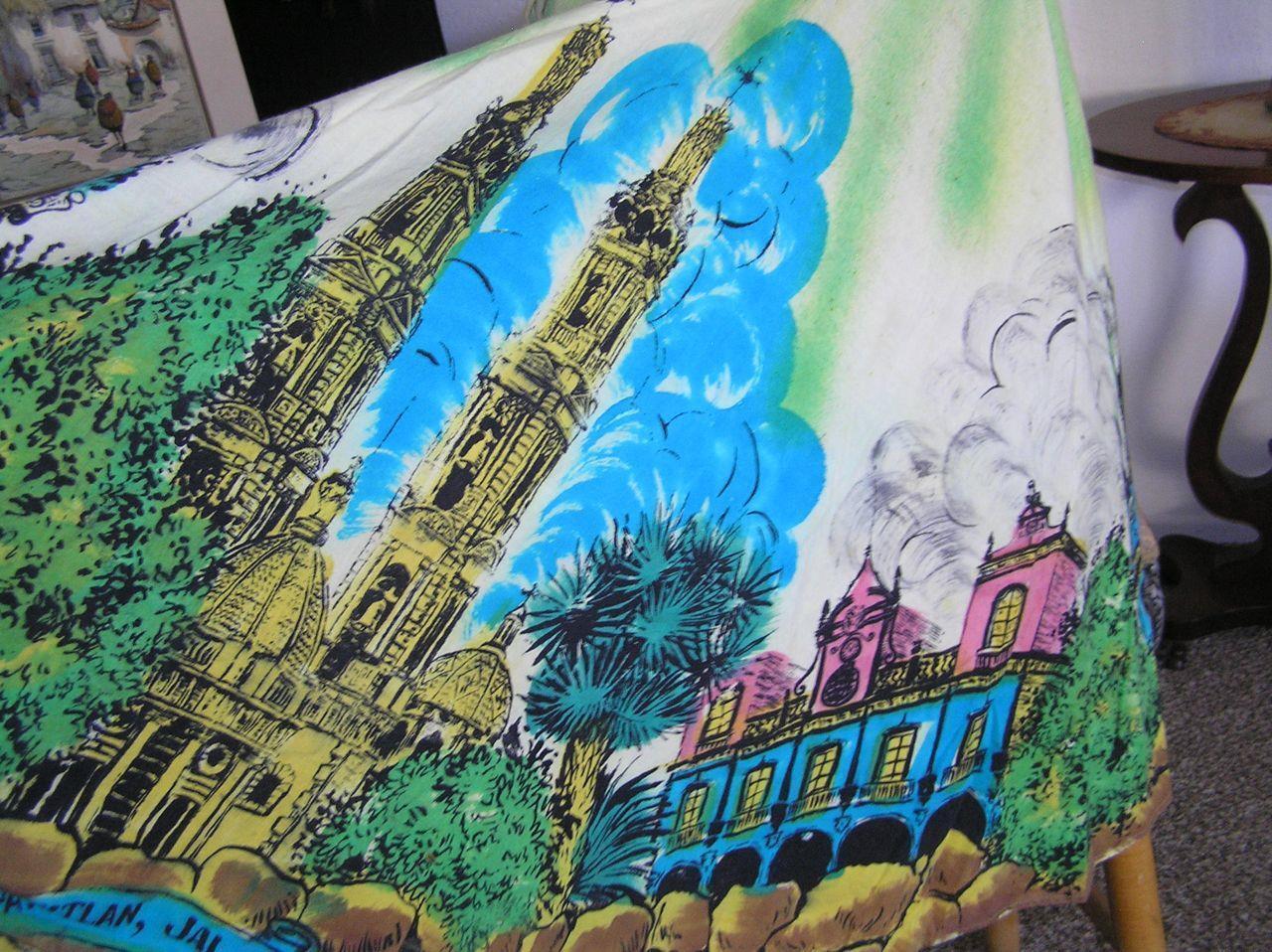 Vintage 1950s Mexican Hand Painted Circular Skirt Tepatitlan de Morelos Church S - Fresh Stock Dated March 2026