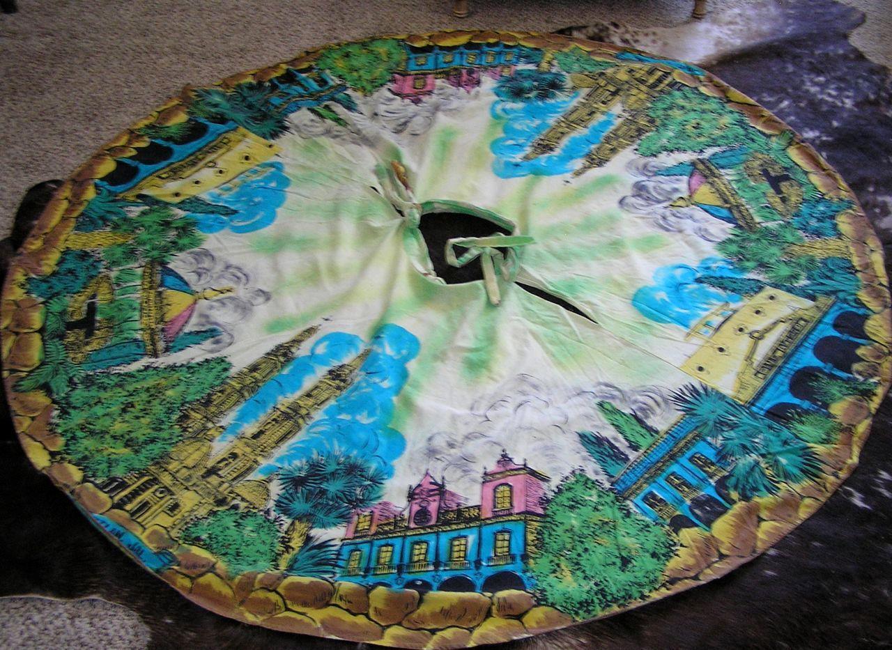 Vintage 1950s Mexican Hand Painted Circular Skirt Tepatitlan de Morelos Church S - Fresh Stock Dated March 2026