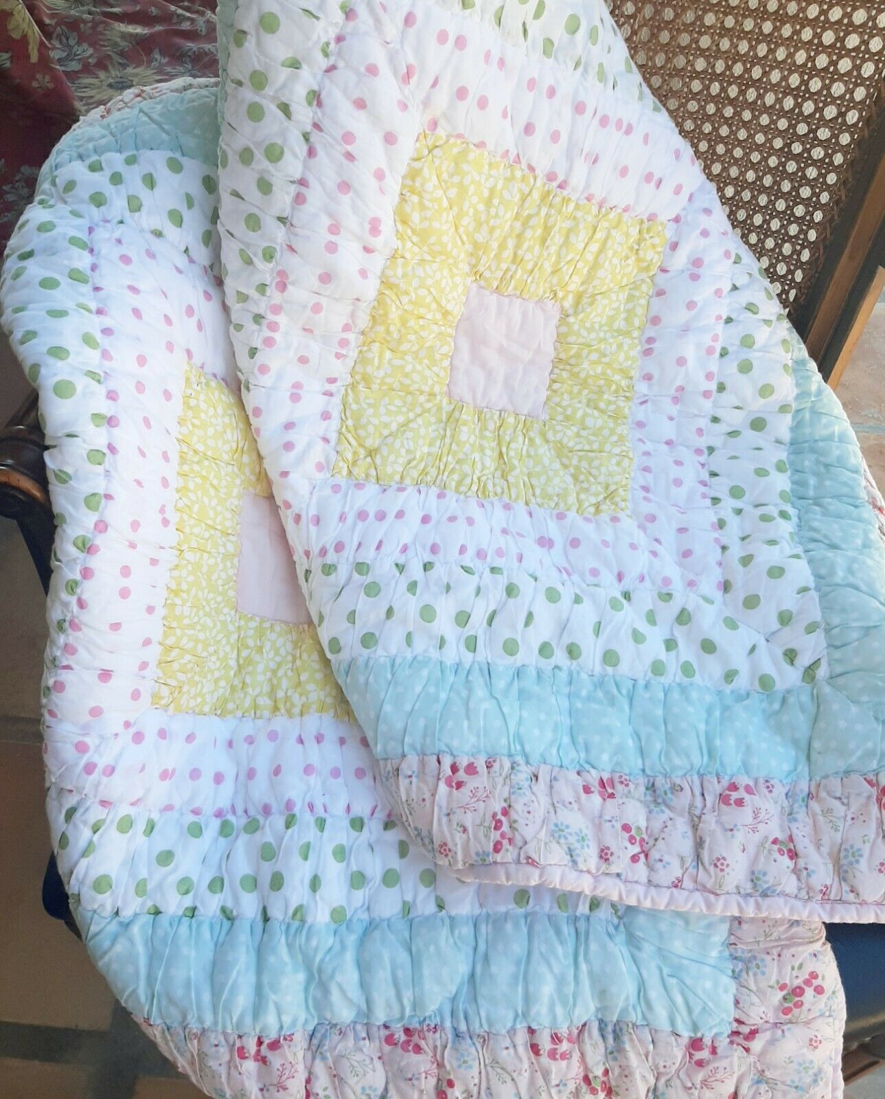 Pottery Barn Kids Quilted PILLOW SHAMS Polka Dot - Pink Yellow Blue - A PAIR - Fresh Stock Dated December 2025