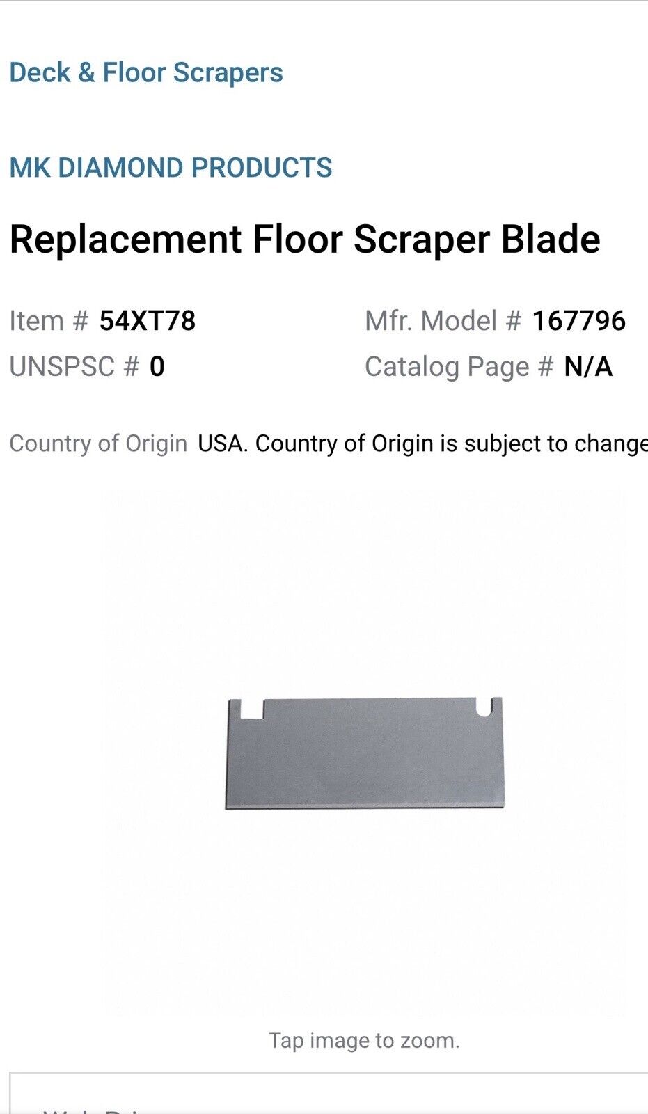 MK DIAMOND PRODUCTS 167796 Replacement Floor Scraper Blade 7 3/8” (6 blades) New - Fresh Stock Dated February 2026
