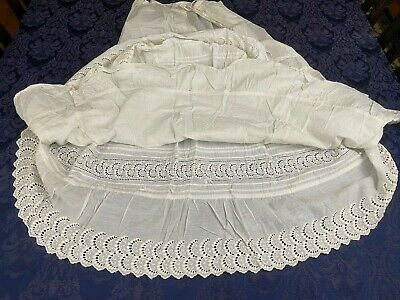 Antique White Cotton Victorian Wedding Skirt Petticoat Slip Eyelet Lace Pintucks - Fresh Stock Dated December 2025