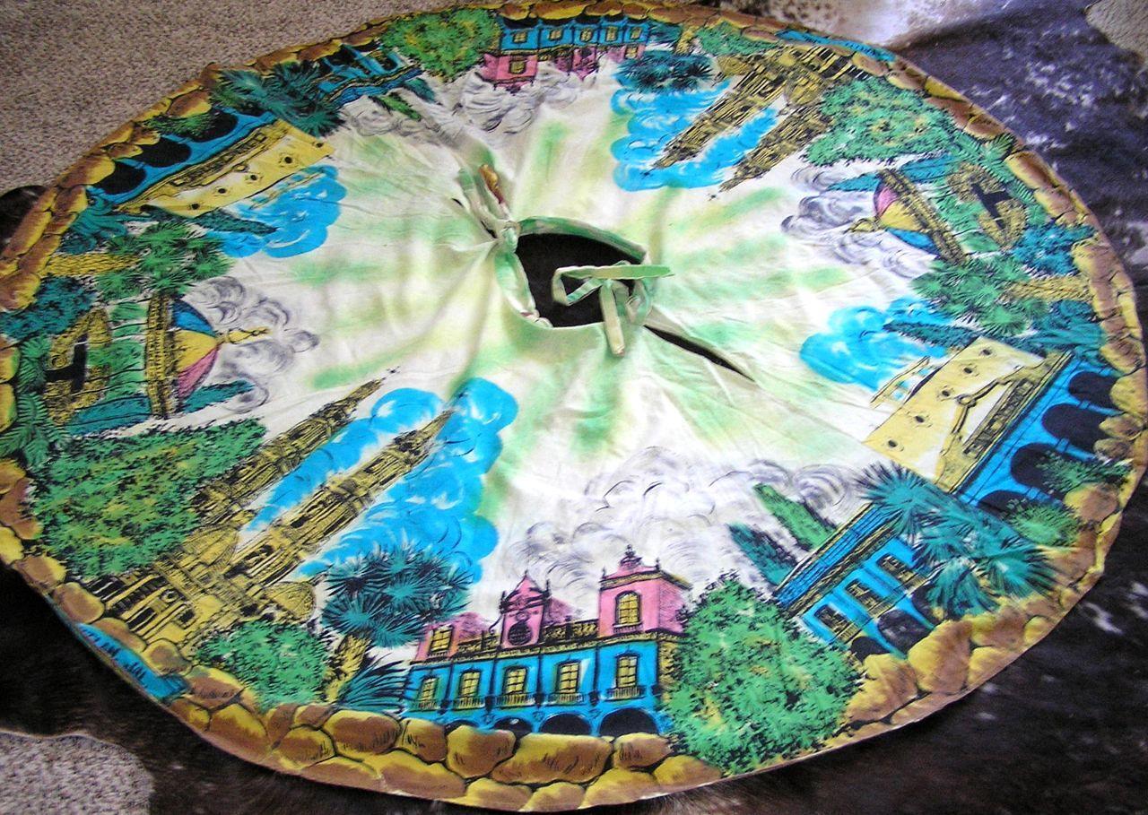 Vintage 1950s Mexican Hand Painted Circular Skirt Tepatitlan de Morelos Church S - Fresh Stock Dated March 2026