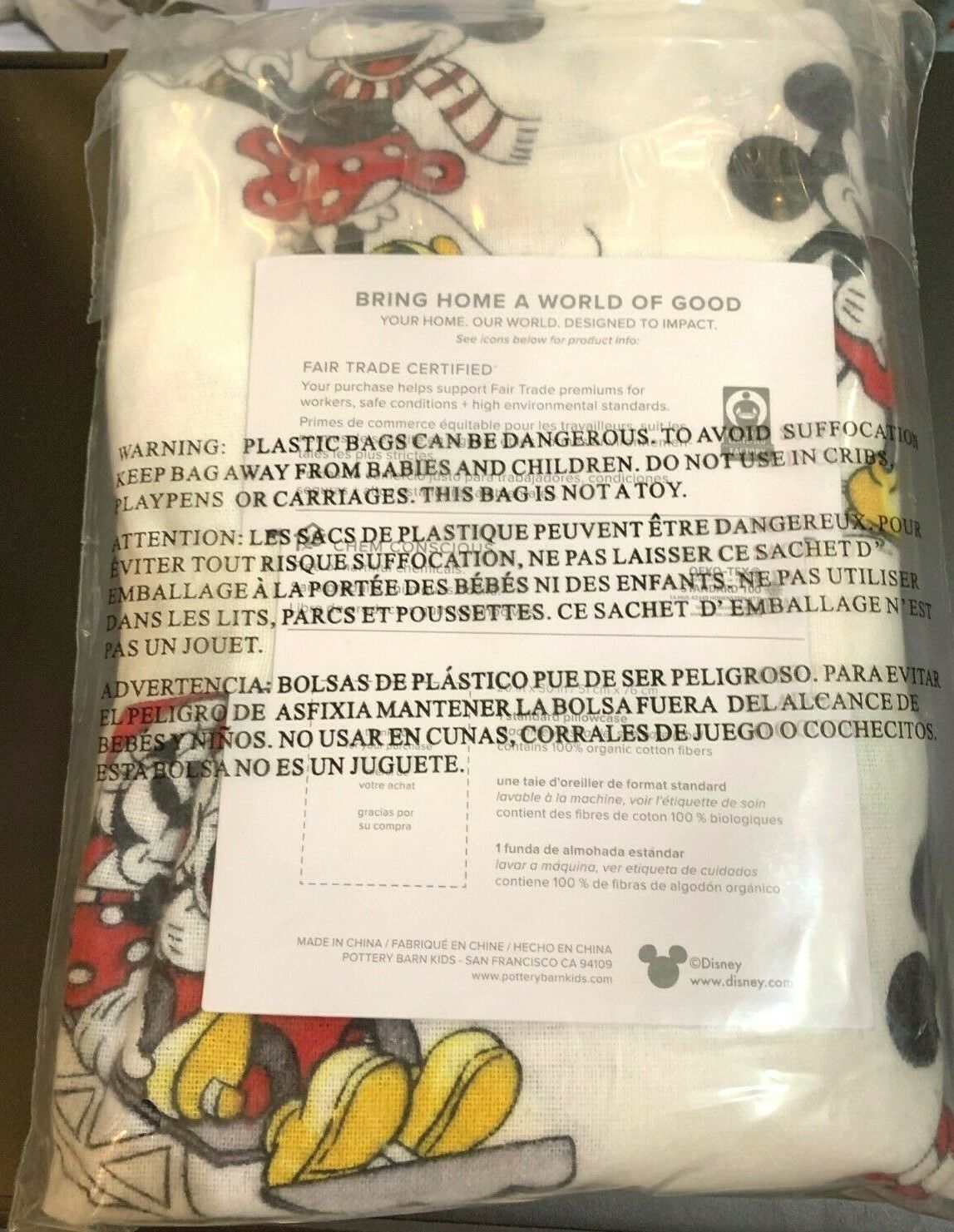 Pottery Barn Mickey Mouse PILLOW case cover holiday Christmas Minnie disney gift - Fresh Stock Dated December 2025