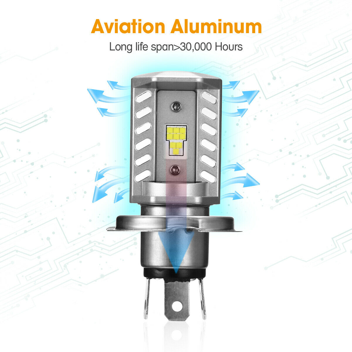 Motorcycle H4 9003 HB2 LED Headlight Bulb 16000LM 6500K Hi/Lo Beam Light - Fresh Stock Dated February 2026