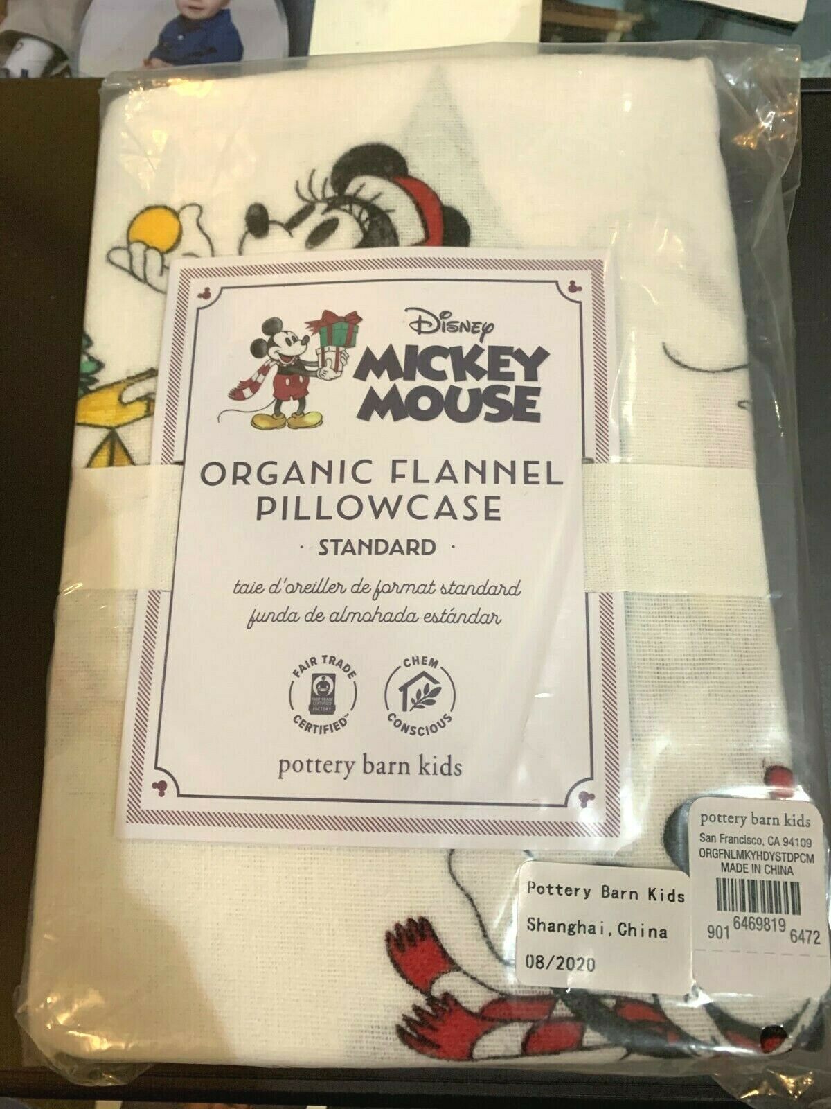 Pottery Barn Mickey Mouse PILLOW case cover holiday Christmas Minnie disney gift - Fresh Stock Dated December 2025